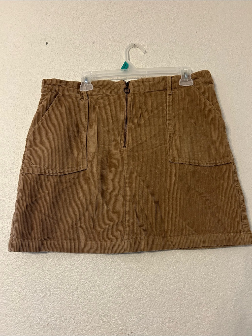 Corduroy A-Line Mini Skirt in Brown